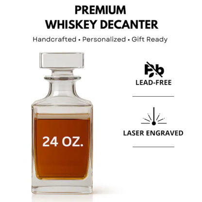 Custom Etched Photo Whiskey Glass Decanter Personalized Laser Bourbon Bottle Anniversary Gift