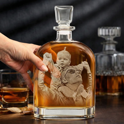 Personalized Laser Etched Photo and Text Whiskey Decanter Custom Engraved Liquor Bottle Anniversary Gifts for Him