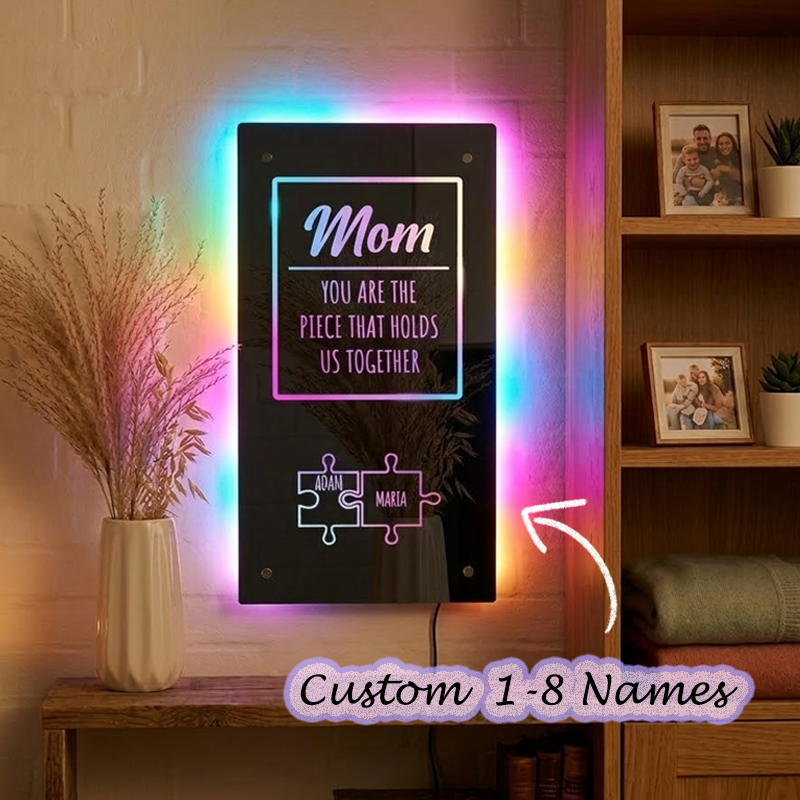 Custom Puzzle Mirror Lamp You Are the Piece That Holds Us Together Personalized 1-8 Kids Names  Gifts for Mom