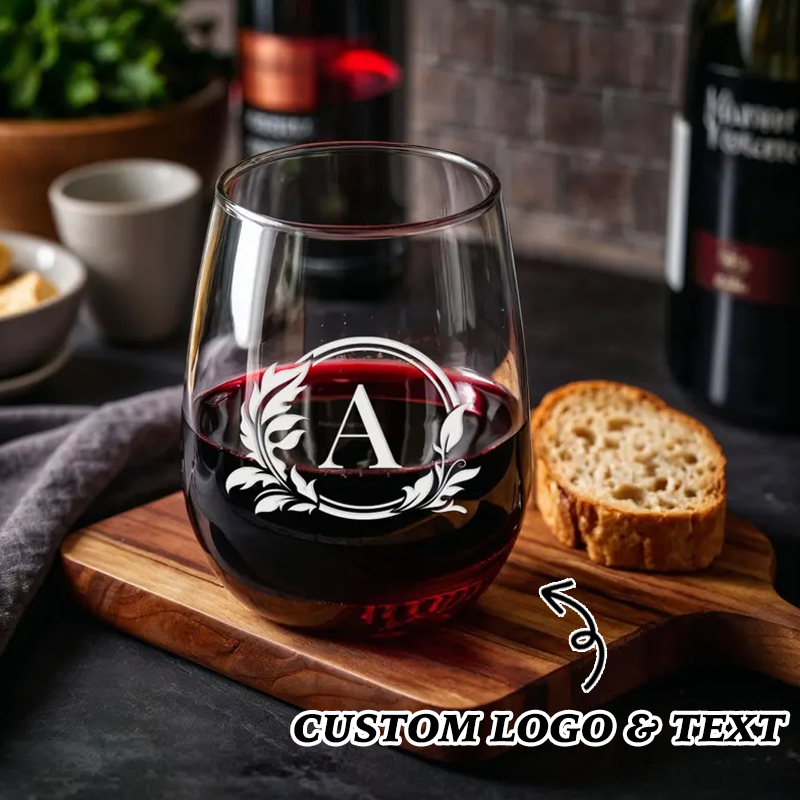 Custom Wedding Stemless Wine Glasses with Names&Date Engraved Cocktail Glasses Stemless Personalized Wedding Favor Gifts