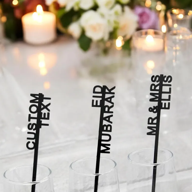 Custom Drink Stirrers Personalized Name Monogram Wedding Cocktail Stir Sticks Wedding Party Favors