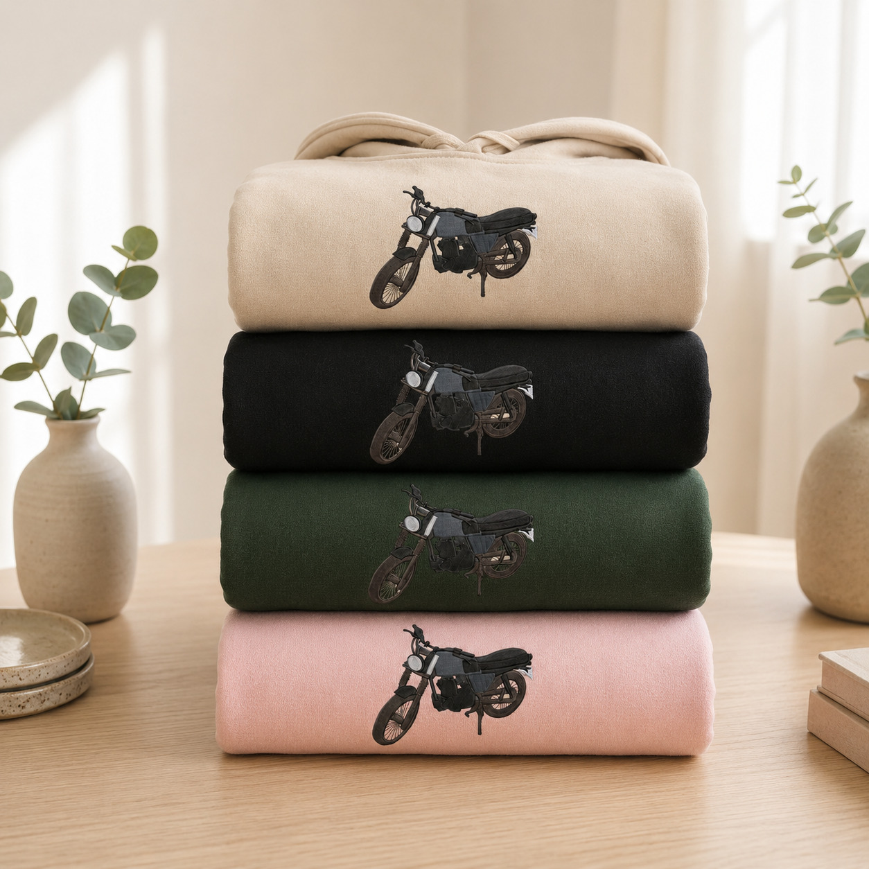 Personalized Motorcycle Photo Hoodie Custom Embroidered Car Sweatshirt Car Lovers Gift for Dad