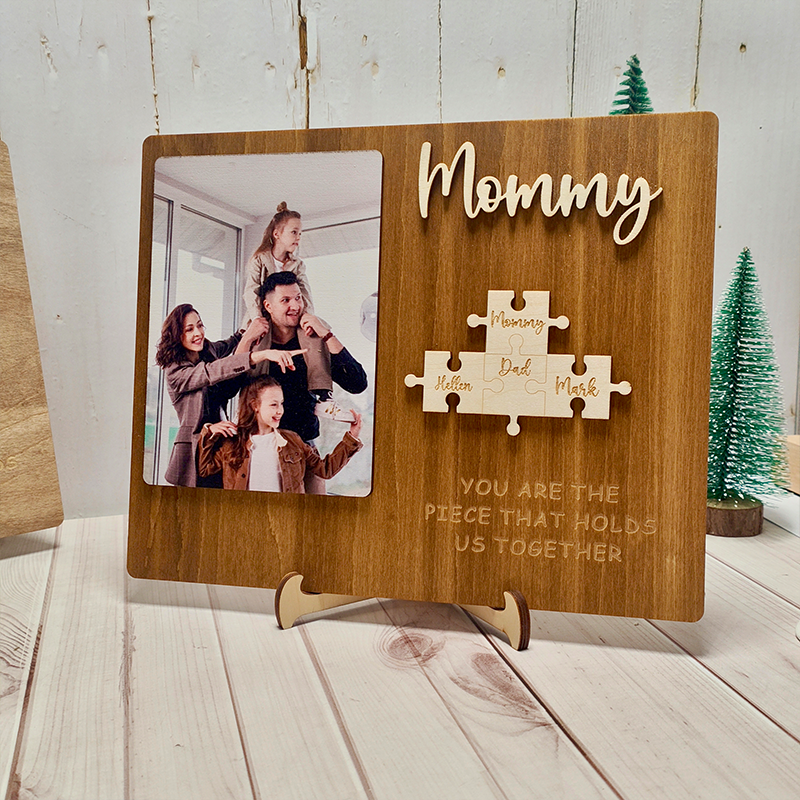 Personalized Photo and Name Wooden Puzzle Custom Sign Gifts for Mom