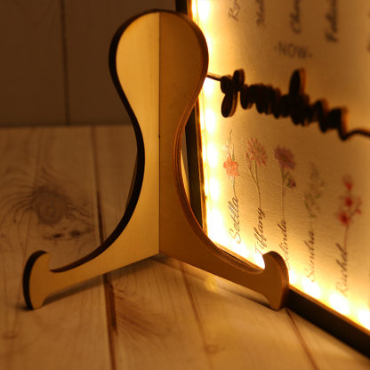 Grandma Garden Wooden Sign Night Light Personalized Name Birth Month Flower Frame Gift For Mom and Grandma