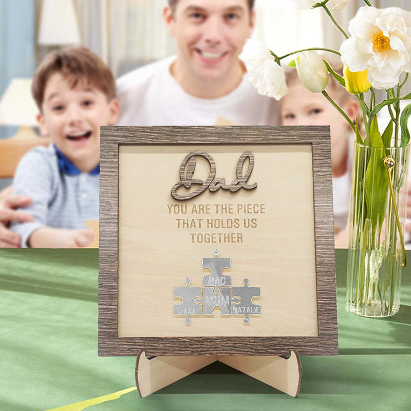 Personalized Name Wooden Puzzle Custom Sign Dad You Are the Piece That Holds Us Together Gifts for Father