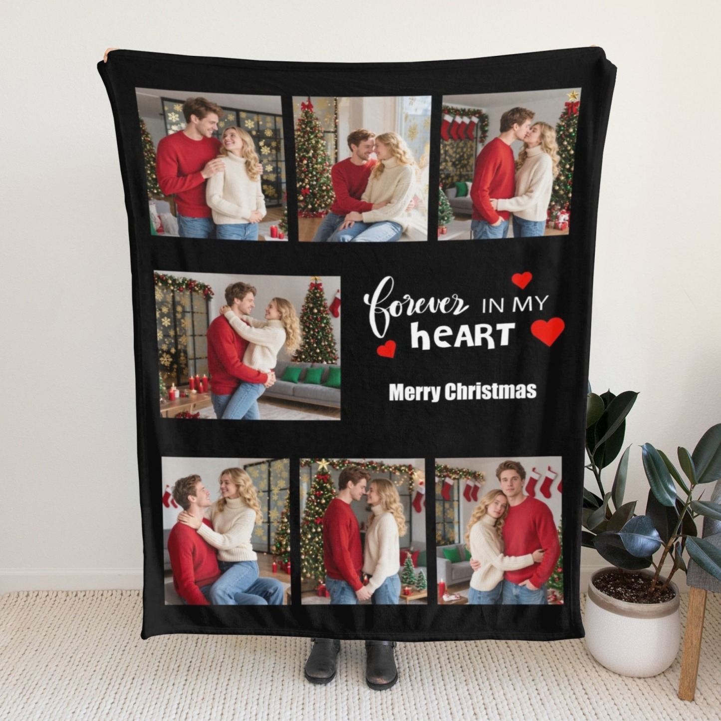 Custom Collage Photo Blanket Personalized Throw Blanket with Photos Text Christmas Gifts