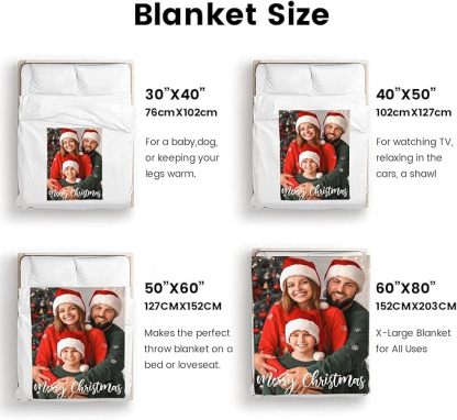 Custom Christmas Blanket with Collage Picture Personalized Merry Christmas Throws Blankets Customized Memorial Gifts