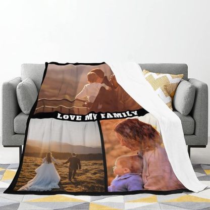 Custom Photos Collage Blanket Personalized Throw Blanket with Photos Text Gift for Family Couple