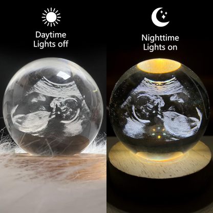Customized 3D Fetal Ultrasound Crystal Ball Night Light Warm Gift for New Mothers