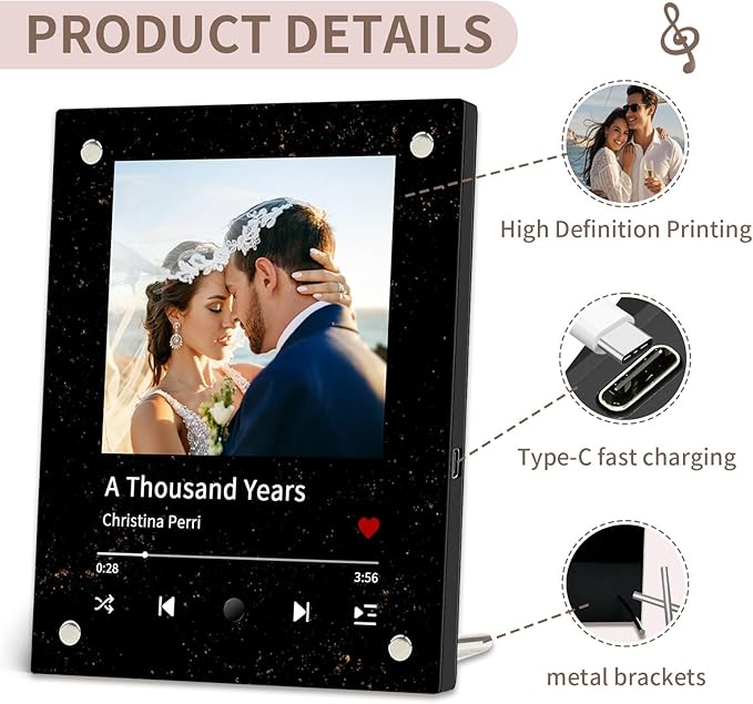 Personalized Music Photo Frame Song Ornaments Anniversary Gift For Her