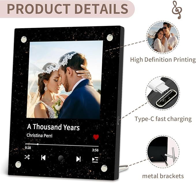 Personalized Music Photo Frame Song Ornaments Anniversary Gift For Her