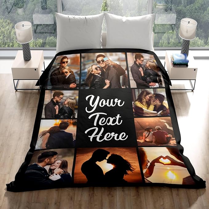 Custom Blanket with Picture Text Customized Blanket