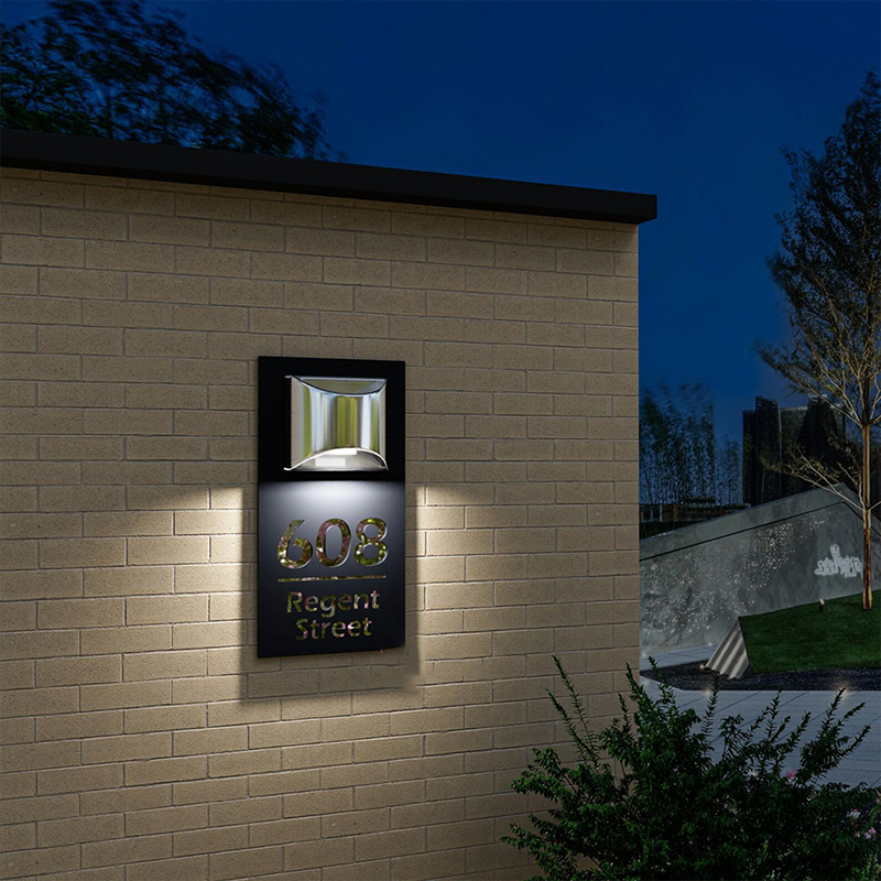 Personalized Solar House Signs Laser Cut Mirror Number Sign with LED Light Waterproof Door Address Plaque House Warming Gifts