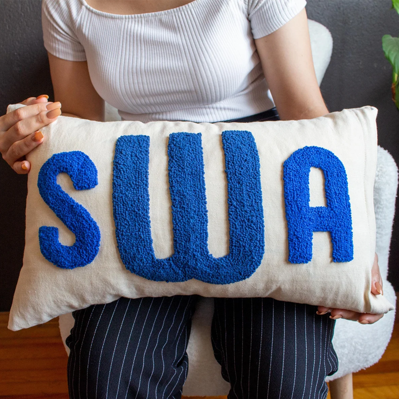 Custom Handmade Embroidery Monogram Pillow Punch Needle Name Pillow Slumber Party Gift Girl Kid Gift