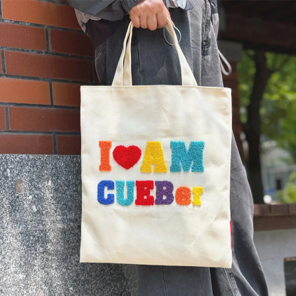 Personalized Name Punch Needle Handbags Custom Embroidered Letter Bag Punch Needle Embroidered Tufted Tote Bag Back to School Gift