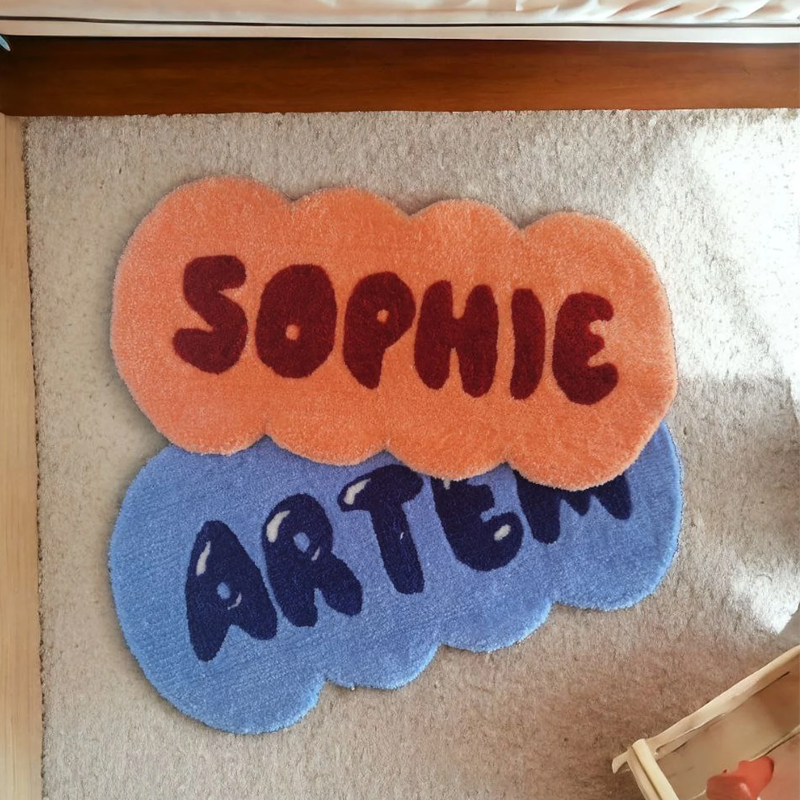 Handcraft Personalized Tufting Rug with Name Punch Needle Dorm Decor Gift for Teens