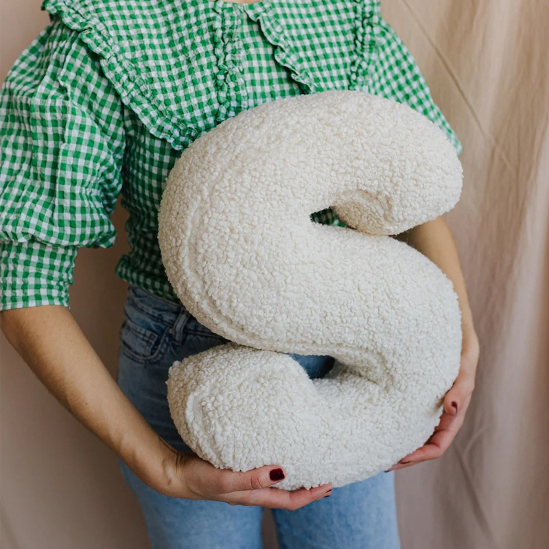 Personalized Alphabet Letter Pillow Embroidered Initial Cushion Nursery Decor Soft Sherpa Dorm Bed Pillow Baby Shower Gift