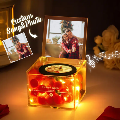 Custom Photo and Whole Song Music Box with Light Christmas Gifts Personalized Music Acrylic Box