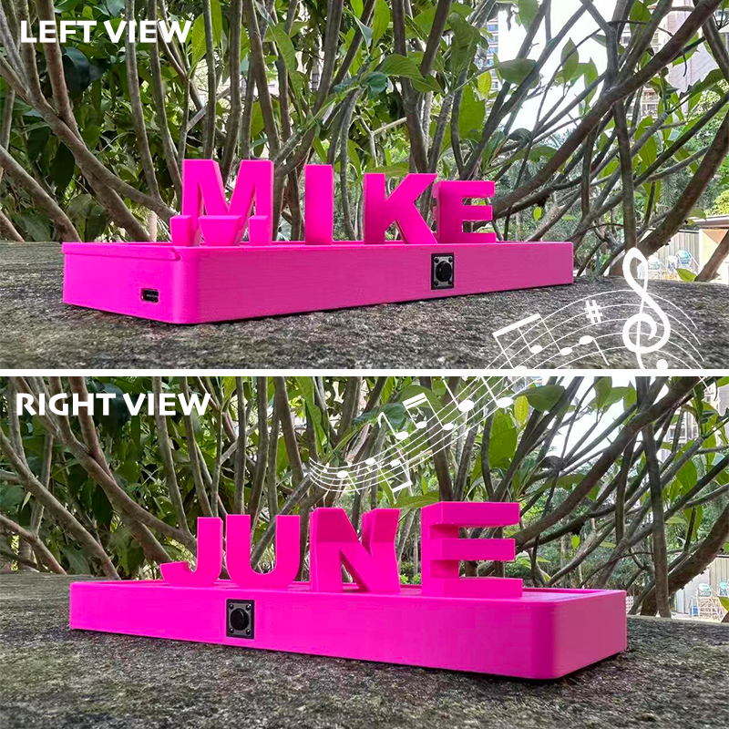 Custom Dual Name and Play Whole Song Illusion Love 3D Printed Personalized Double Flip Music Name Plate Double Sided Words Plate Valentines Gift