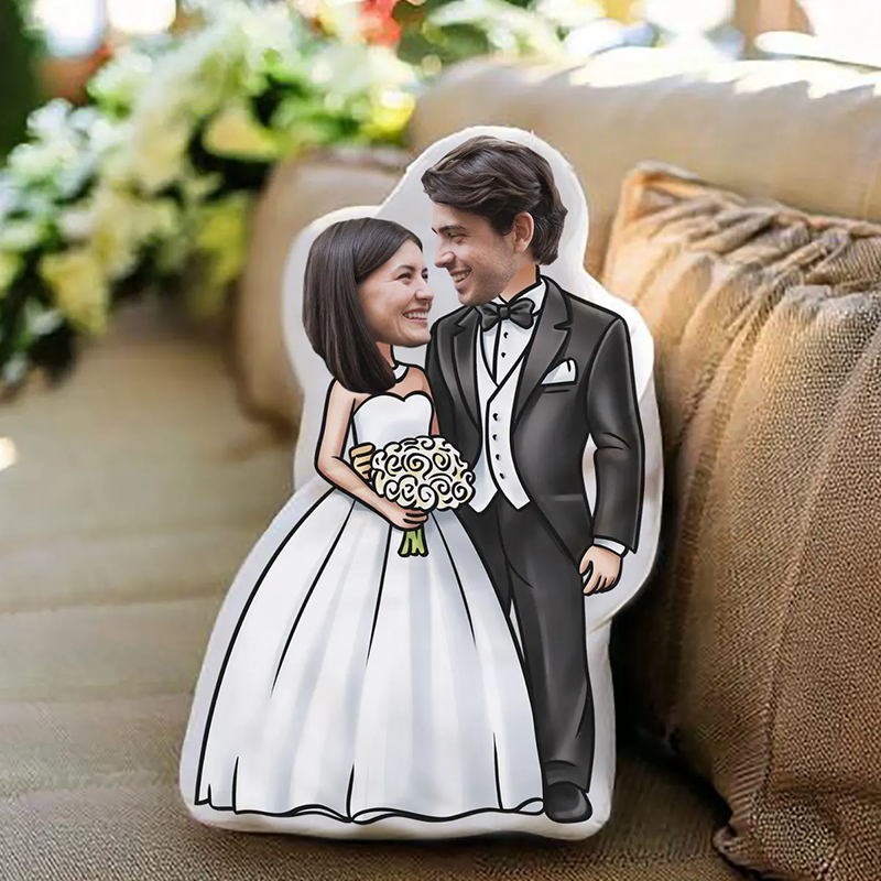 Bride and Groom Custom Shaped 3D Pillows Wedding Gift Valentines Day Gift Anniversary Gift