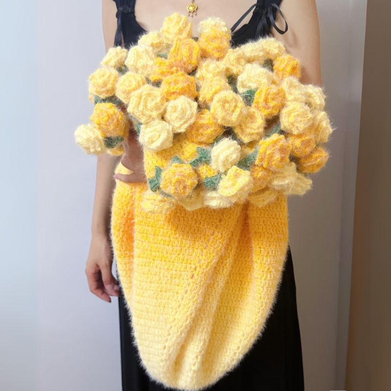 FINISHED Handmade Crochet Flower Dreamy Throw Blanket Bouquet Rose Bouquet Knitted Bouquet Ready-Made Blanket