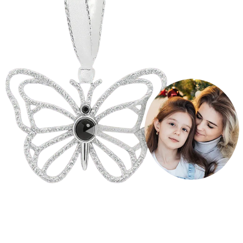 Personalized Angel Embrace Photo Projection Ornaments with Picture Ins