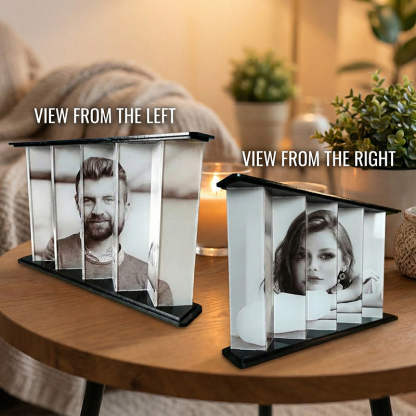 Custom Dual Photo Illusion Love Souvenir Gift Personalized 3D Photo Display Double Flip Photo Frame Anniversary Wedding Gift