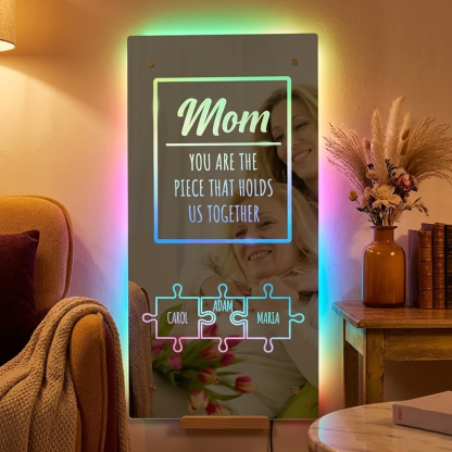 Custom Puzzle Mirror Lamp You Are the Piece That Holds Us Together Personalized 1-8 Kids Names  Gifts for Mom