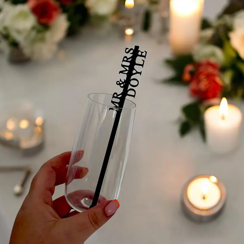 Custom Drink Stirrers Personalized Name Monogram Wedding Cocktail Stir Sticks Wedding Party Favors
