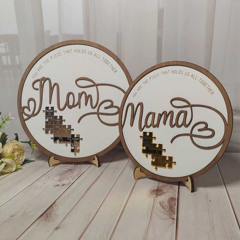 Personalized Name Wooden Puzzle Round Frame Custom Sign Mom You Are the Piece That Holds Us Together Gifts for Mom