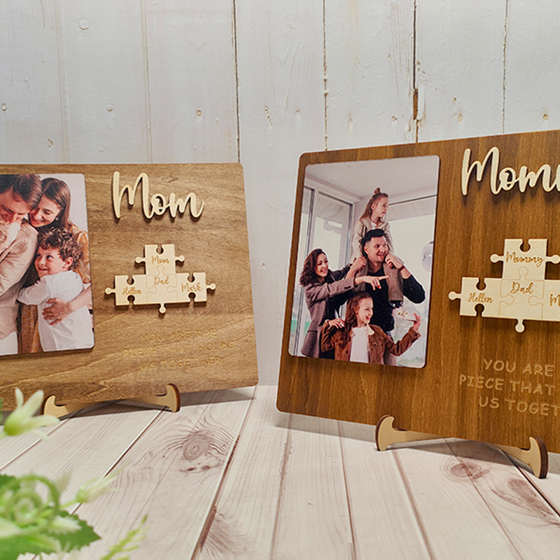 Personalized Photo and Name Wooden Puzzle Custom Sign Gifts for Mom