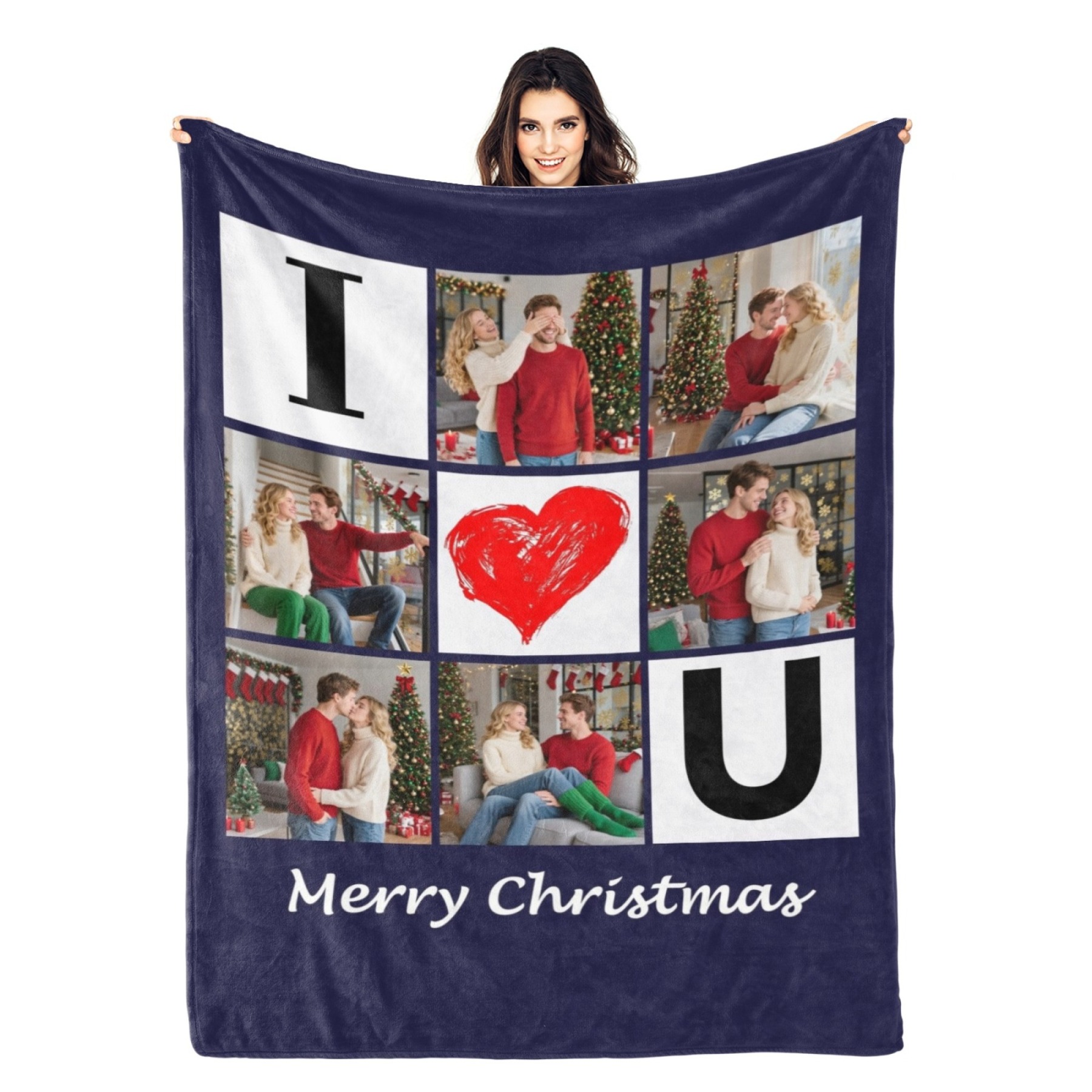 Custom Collage Photo Blanket Personalized Throw Blanket with Photos Text Christmas Gifts