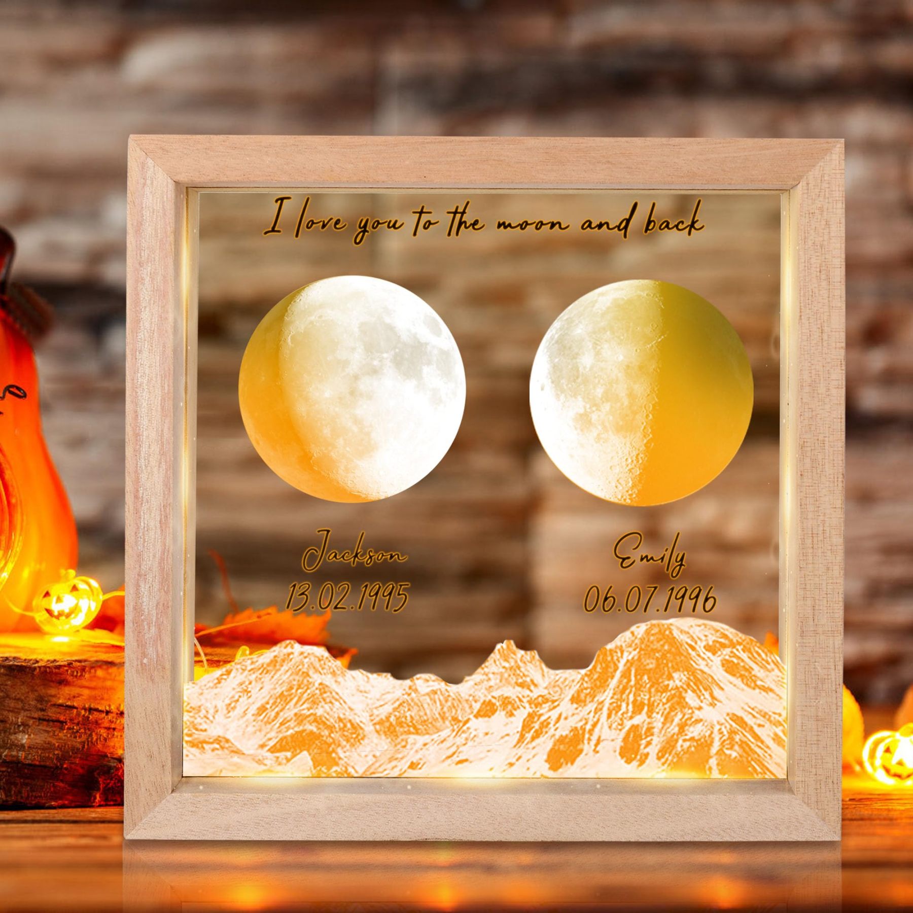 Custom Birth Moon Phases LED Light Frame Personalized Moon Night Light Gifts for Lovers