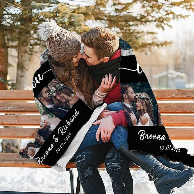 Custom Collage Photos Throw Blanket Anniversary Gifts Personalized Pictures Love Blanket Valentine's Day Gift for Couple
