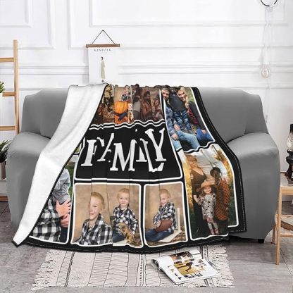 Custom Photos Collage Blanket Personalized Throw Blanket with Photos Text Gift for Family Couple