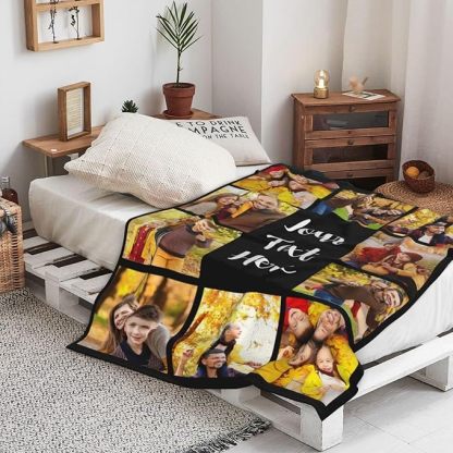Custom Blanket with Photos Collage Personalized Throw Blanket with Photos Valentine's Day Gift