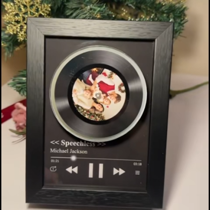 Custom Whole Song Photo Frame with Music Christmas Gifts Personalized Rotating Vinyl Night Light Music Player (Can Play Whole Song)