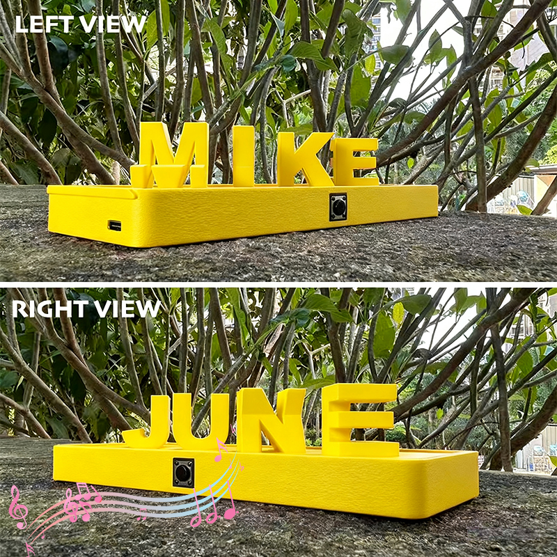 Custom Dual Name and Play Whole Song Illusion Love 3D Printed Personalized Double Flip Music Name Plate Double Sided Words Plate Valentines Gift