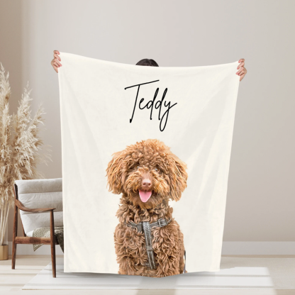 Custom Pet Portrait Blankets from Photo Personalized Dog Picture and Name Blanket Cute Cozy Christmas Gift for Pet Lovers