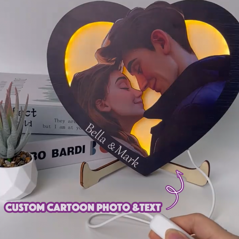 Personalized Cartoon Portrait Pixar Inspired LED Night Lights with Base Engraved Lamp Anniversary Gifts