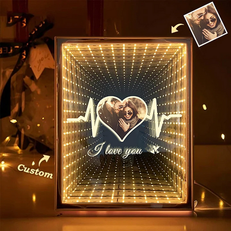 Personalized Couple Photo Love Corridor Custom Picture Mirror Lamp Gift for Couples