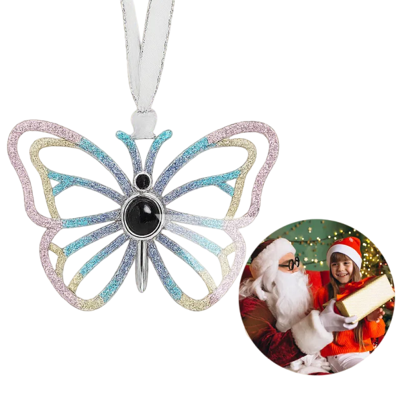 Personalized Angel Embrace Photo Projection Ornaments with Picture Ins