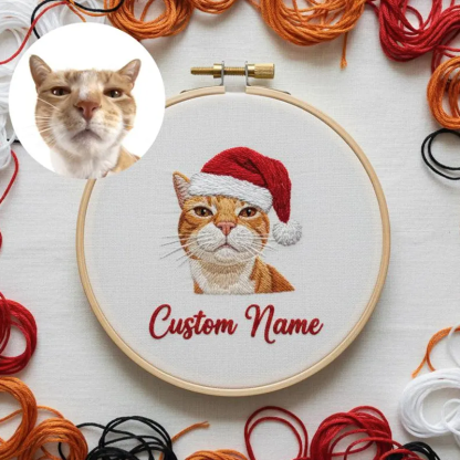 Custom Pet Portrait 3D Embroidered Ornament Personalized Dog&Cat Embroidery Ornament with Name Pet Memorial Gift Keepsake Gift Christmas Tree Decor
