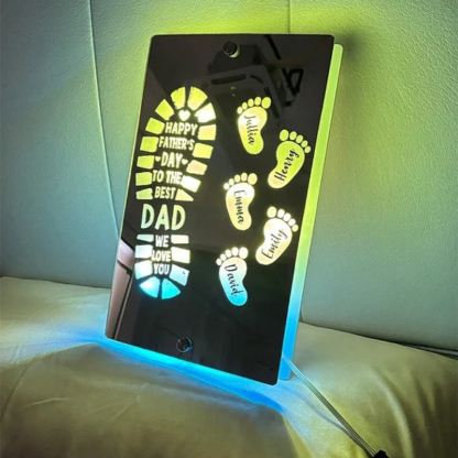 Personalized Names Footprint Mirror Light Custom Name Mirror Light Father's Day Gift