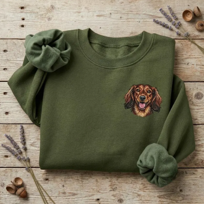 Custom Pet Embroidered Sweatshirt Personalized Dog and Cat Photo Portrait and Name Hoodie Gifts for Dog Mom