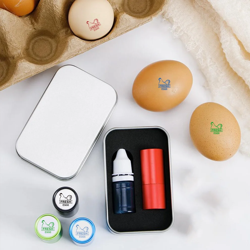 Personalized Egg Stamp Custom Multiple Sizes Chicken Silhouette Hens Egg Safe Label Text with Food-Grade Ink Gifts for Chicken Lovers and Owners