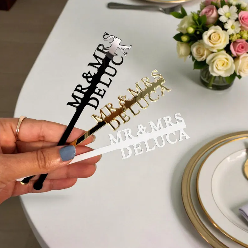 Custom Drink Stirrers Personalized Name Monogram Wedding Cocktail Stir Sticks Wedding Party Favors