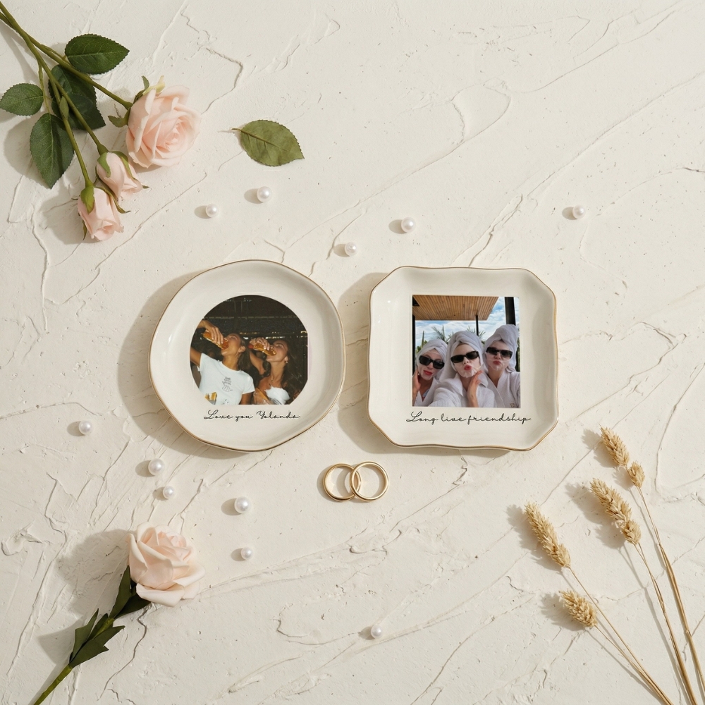 Personalized Ring Dish Custom Photo Jewelry Ring Dish Wedding Gift for Best Friend/Bestie