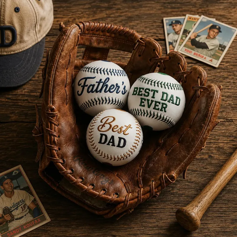Custom Embroidered Baseball Personalized Keepsake Softball Baseball Gifts Fathers Day Gift from Kids
