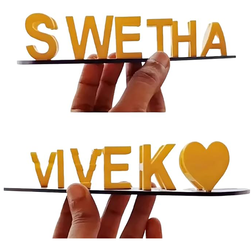 Custom Dual Name Illusion Personalized Double Flip Text Name Plate Best Valentines Gift